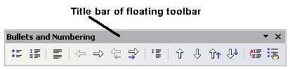 Floating toolbar