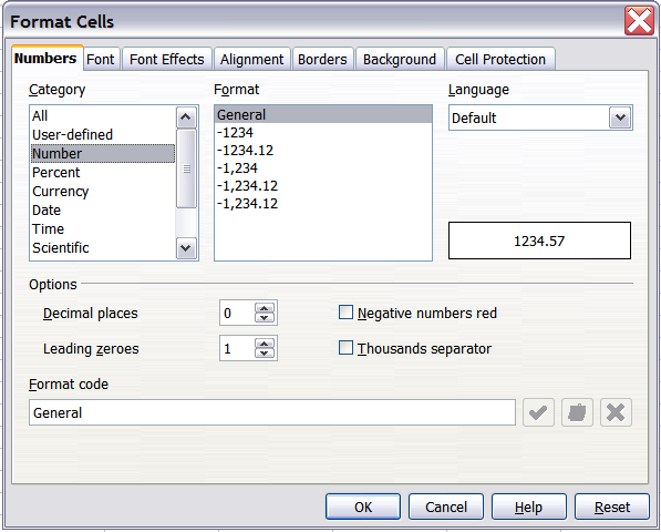 Figure 8: Formatting cells