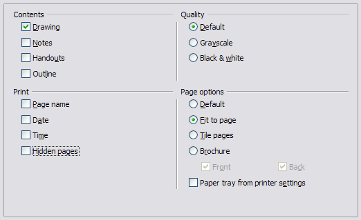 Specifying print options for Impress