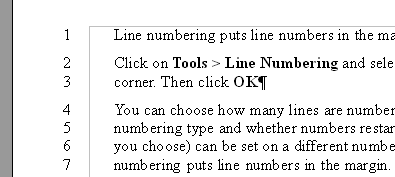 Line numbering example