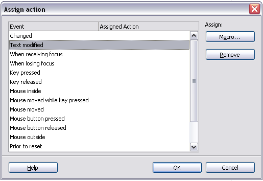 Assign action dialog box
