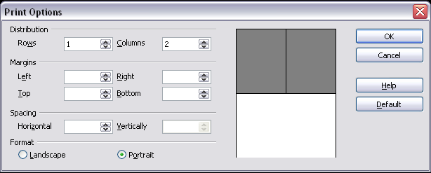 Print Options dialog box