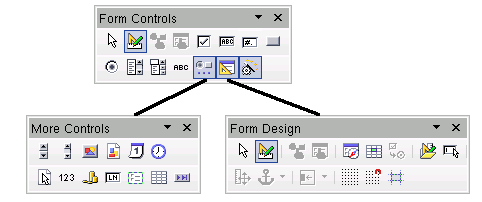 The three form design toolbars