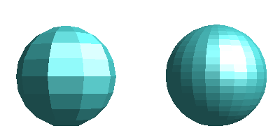 Sphere from 10 segments (left) and 25 segments (right)