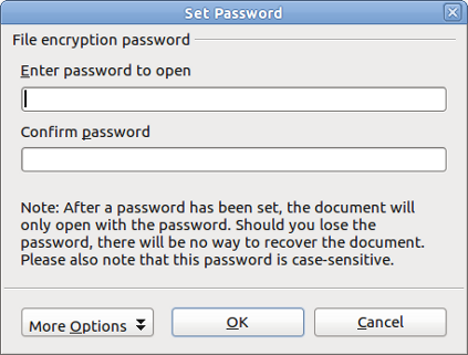 Figure 15: Entering a password for a document