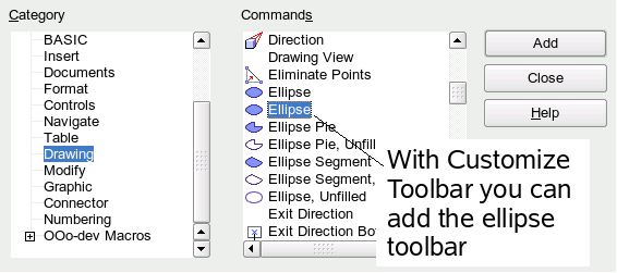 Adding the extended Ellipse toolbar