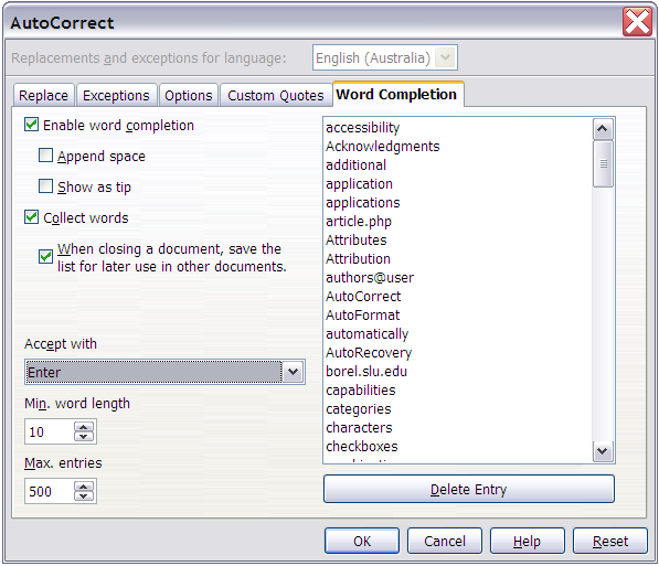 Figure 4: Exceptions tab of AutoCorrect dialog