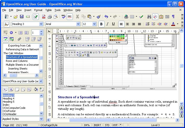 Writer Screenshot showing Stylist and Navigator