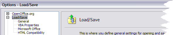 Load/Save options