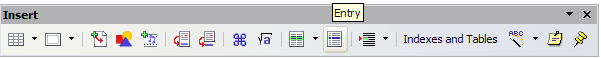 Entry icon on Insert toolbar