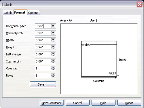 Printing labels in openoffice