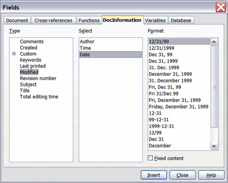 Using Other Fields to Hold Information That Changes - Apache OpenOffice ...