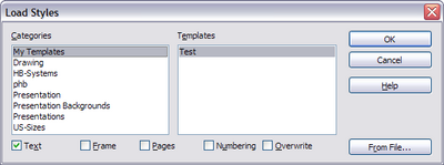 Figure 28. Copying styles from a template into the open document