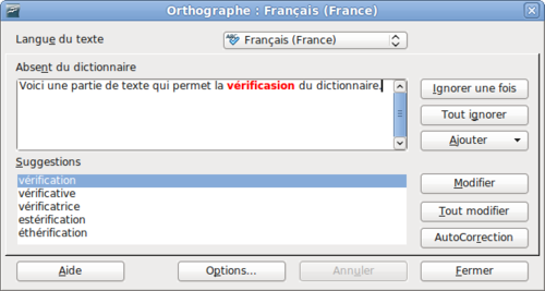 Vérification orthographique - Apache OpenOffice Wiki