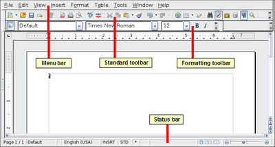 Figure 35: The main Writer workspace in Print Layout view